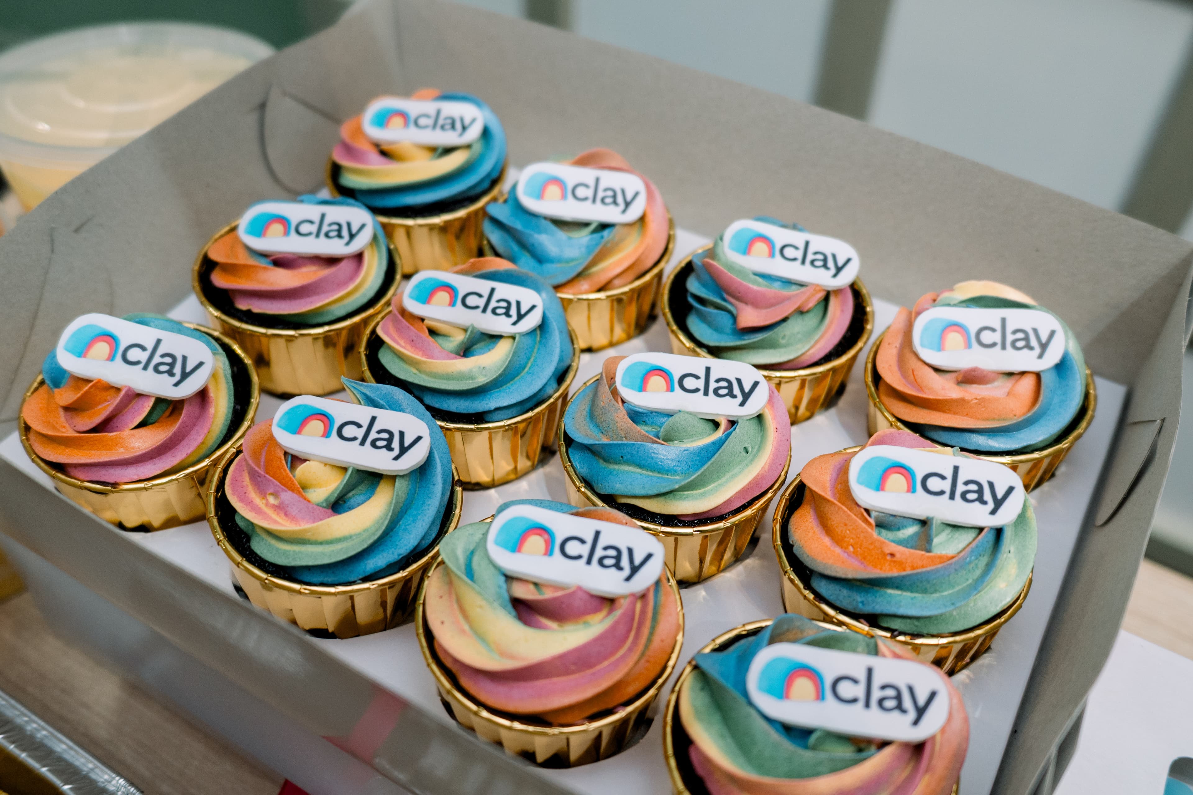 Clay-branded cupcakes at a Clay Club Manila event