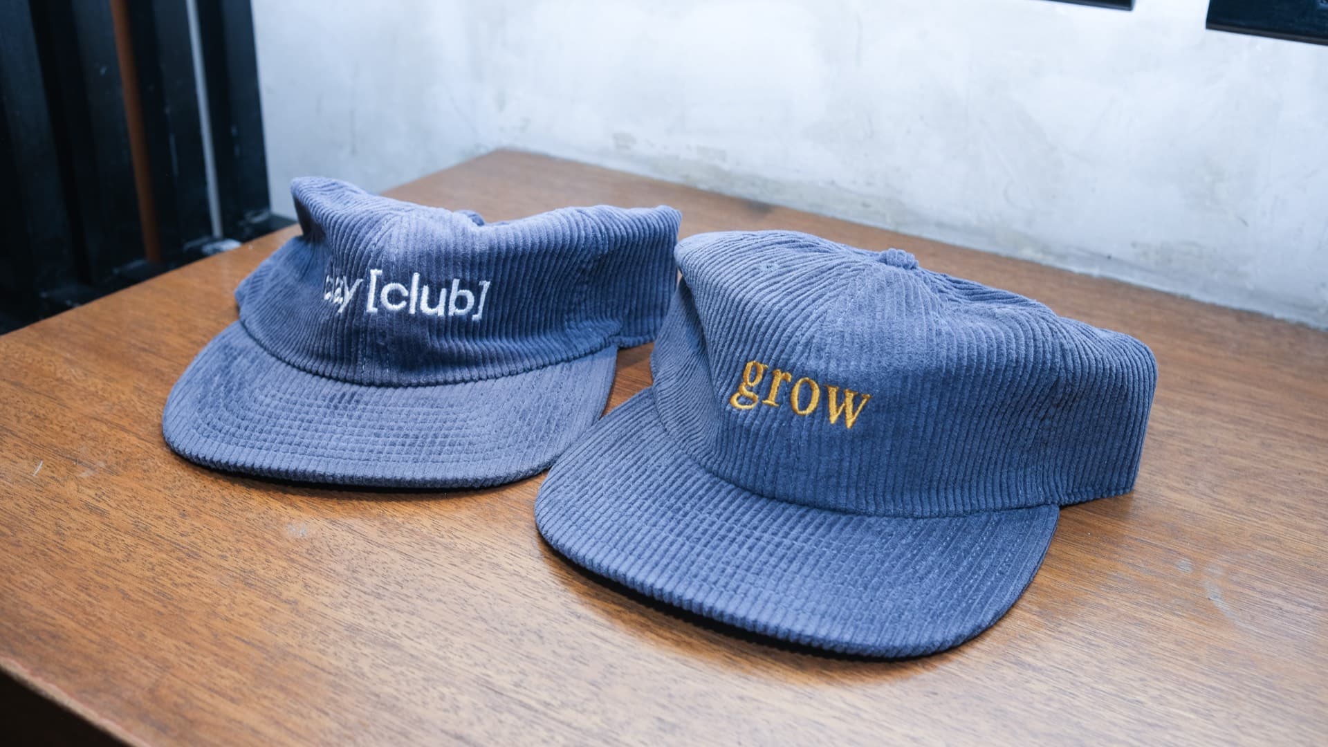 Clay club and grow branded corduroy caps merchandise at Clay Club Manila 6th meetup Makati